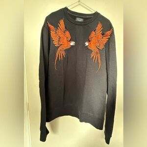 Zara Black Sweater with Orange Parrot Design